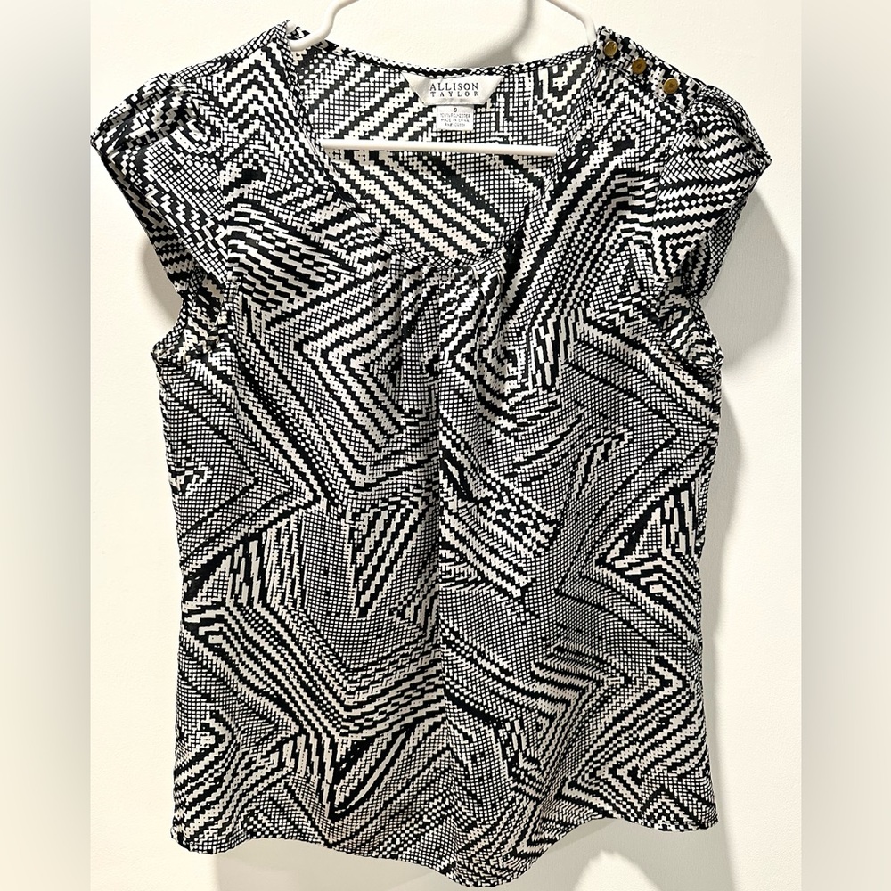 Allison Taylor Abstract Black/White Blouse Size S